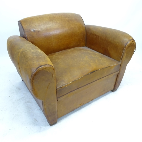 2577 - An Antique French leather-upholstered metamorphic bedroom armchair