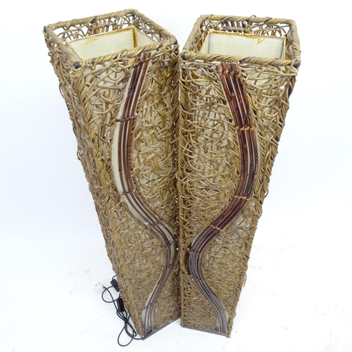 2578 - A pair of wicker floor lights, W22cm, H121cm