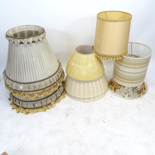 2599 - 16 various lamp shades, largest 70cm, H60cm