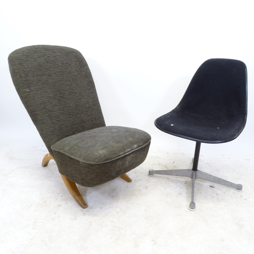 2608 - WITHDRAWN - A mid-century Hermann Miller swivel chair, with moulded maker's mark, and a mid-century ... 