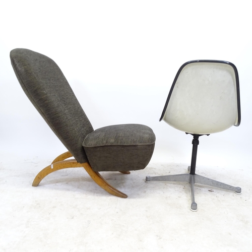 2608 - WITHDRAWN - A mid-century Hermann Miller swivel chair, with moulded maker's mark, and a mid-century ... 