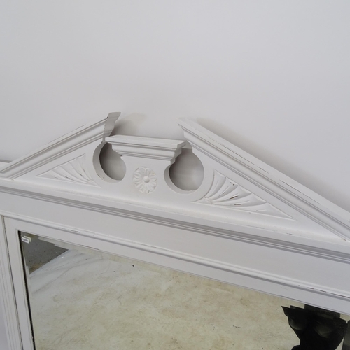 2616 - A Victorian white painted over mantel mirror, W124cm, H125cm