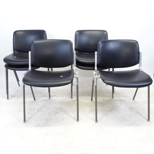 2620 - A set of 6 mid-century stacking chairs, with impressed maker's mark for J E C Castelli