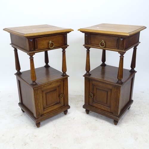 2627 - A pair of French oak bedside pot cupboards, W41cm, H80cm