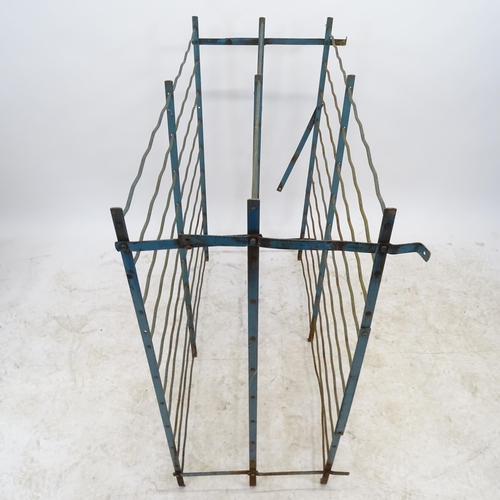 2629 - A French painted metal wine rack, W101cm, H101cm, D50cm