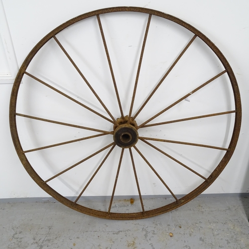 2632 - An Antique cast-iron carriage wheel, D141cm (WITH THE OPTION TO PURCHASE THE FOLLOWING LOT)