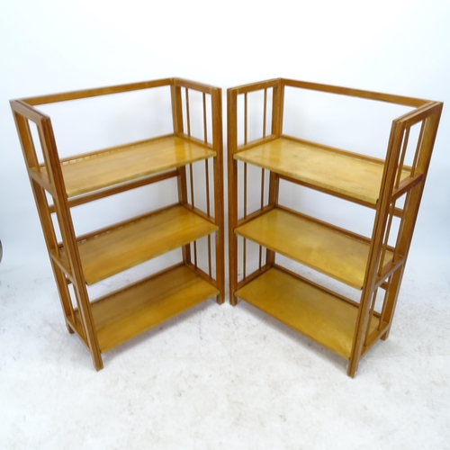 2640 - A pair of folding bookcases or display shelves, W72cm, H110cm, D34cm