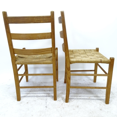 2644 - A set of 6 mid-century Danish pine ladder-back chairs, with paper-cord seats