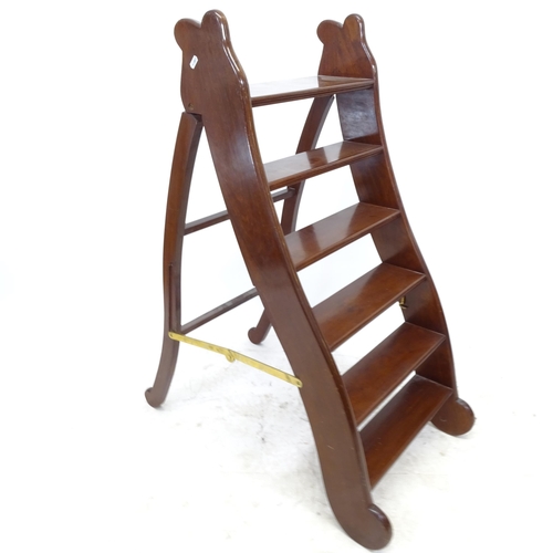 2648 - An Antique mahogany folding library ladder, H112cm