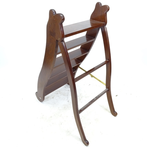 2648 - An Antique mahogany folding library ladder, H112cm