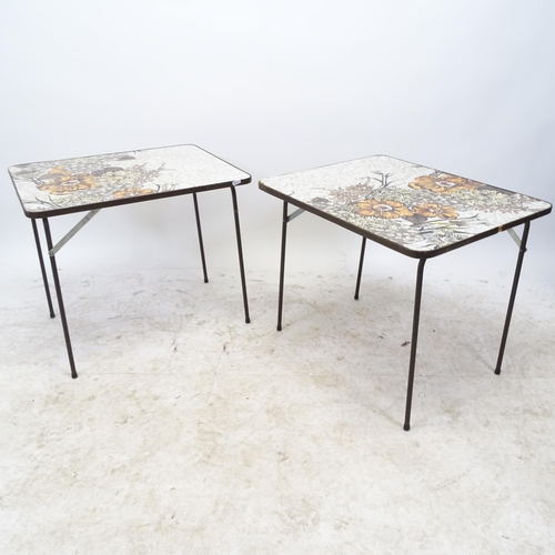 2651 - A pair of mid-century melamine-topped folding tray tables, W61cm, H52cm, D50cm