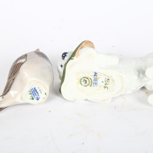 602 - A Royal Copenhagen porcelain Terrier with a slipper, and a Copenhagen bird (2)