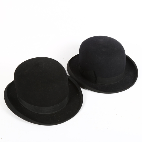 105 - 2 Vintage black bowler hats