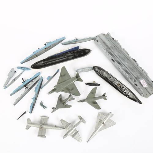 126 - Tri-ang Minic diecast ships, Dinky military planes etc