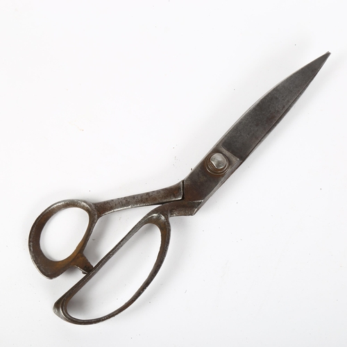 138 - A pair of Chinese steel calligraphy scissors, signed, length 24cm