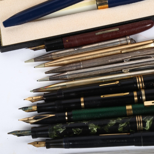 151 - Various Vintage pens and propelling pencils, including silver, Watermans, Sheaffer etc