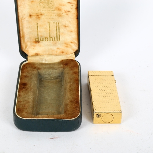 175 - Vintage Dunhill gold plated Rollagas pocket lighter, boxed