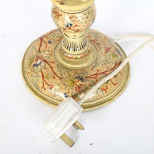 192 - A Kashmiri design table lamp with openwork column, height to top of bayonet 50cm