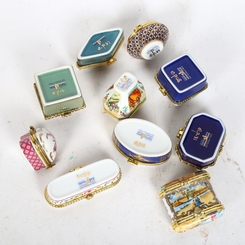 197 - 10 various Del Prado trinket/pill boxes, with enamel decoration