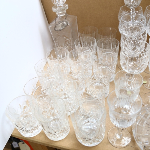 202 - A suite of Whisky tumblers and decanter, various wine glasses and decanter (41)