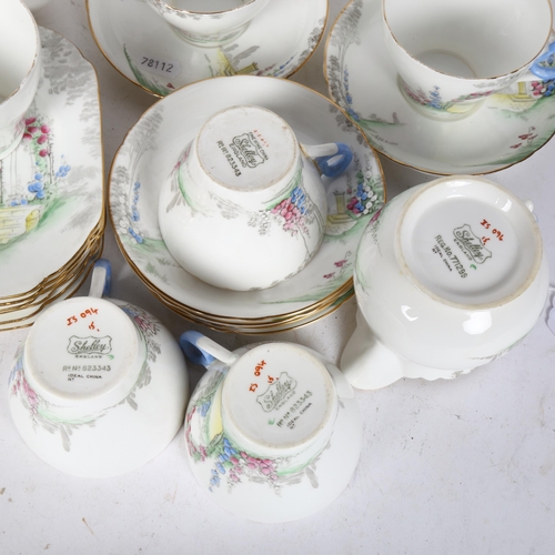 206 - A Shelley China tea set, in Garden pattern, IS095, comprising 6 cups saucers and side plates, a sand... 