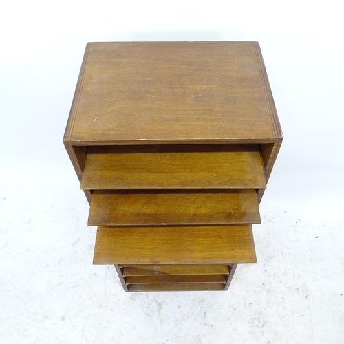 2739 - A Vintage plywood filing cabinet, with 9 removeable shelves, W40cm, H89cm, D31cm