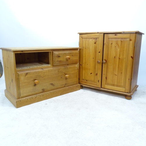 2740 - A pine computer cabinet, with sliding keyboard shelf and fitted interior, W80cm, h81cm, D47cm, and a... 