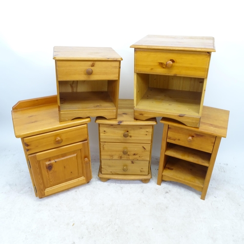 2742 - 5 similar pine bedside tables, largest W49cm, H67cm, D44cm