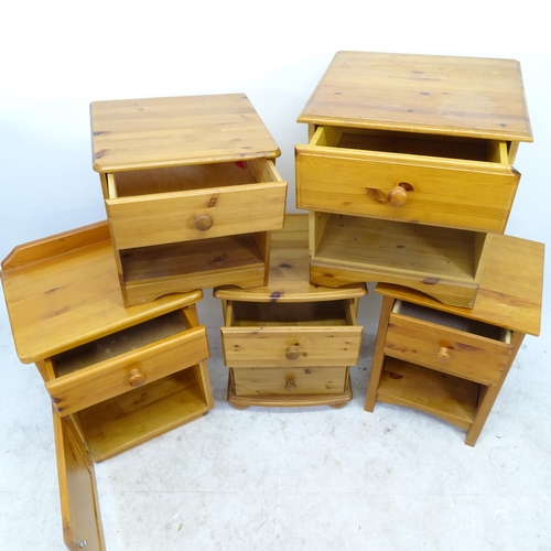 2742 - 5 similar pine bedside tables, largest W49cm, H67cm, D44cm