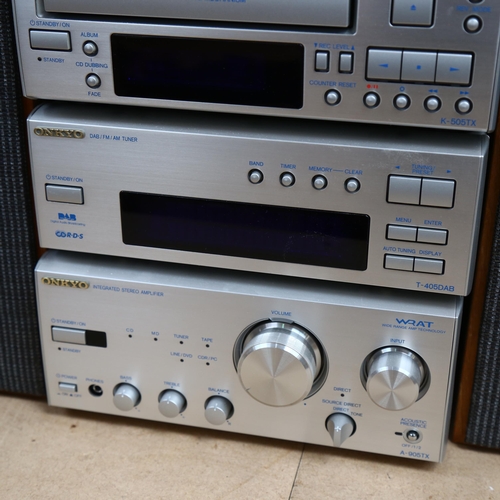 259 - OMKYO - a 6-stack stereo and speakers, comprising amplifier, tuner, CD player and tape deck, complet... 