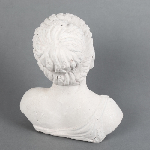 299 - A painted plaster bust of a lady, height 27cm