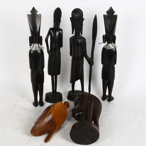 301 - A group of African ebony and hardwood carved figures (6)