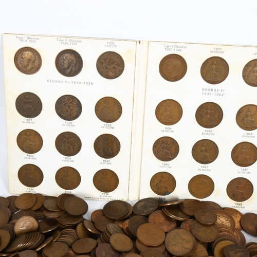 322 - A large quantity of pennies, banknotes etc