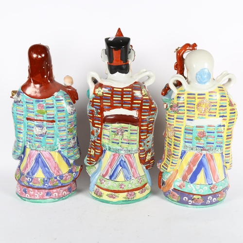 353 - A set of 3 Chinese God Hok Lok Sielu ceramic figures, tallest 50cm