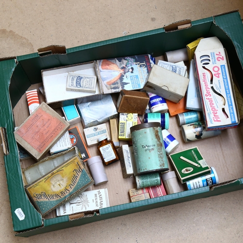 368 - Vintage boxes and containers, including Will's Gold Flake, tobacco, polyfoil fire proof serpentines ... 