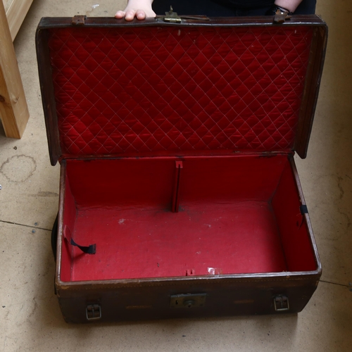 371 - A Victorian leather suitcase, lock plate marked J Hodges, length 57cm