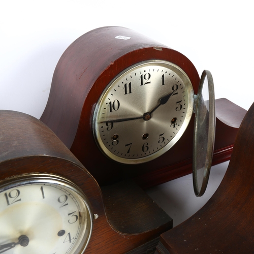 377 - 4 early 20th century mahogany Napoleon hat mantel clocks