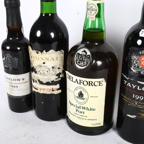 401 - 2 bottles of Taylor's Port, and a half bottle, Delaforce Special White Port, and a bottle of St Emil... 