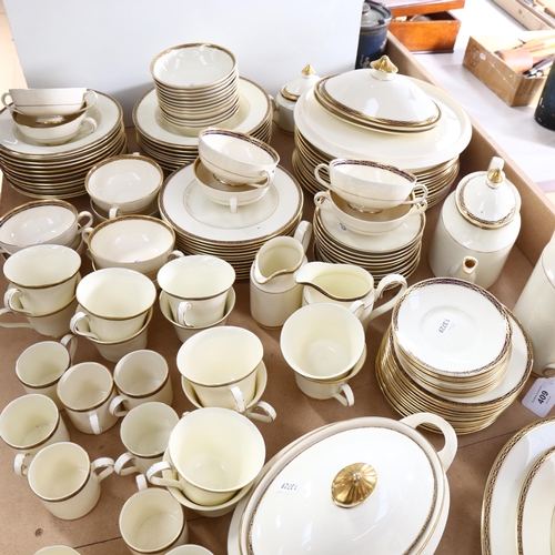 409 - Extensive Minton St James pattern dinner service including tureens, matching tea set including teapo... 