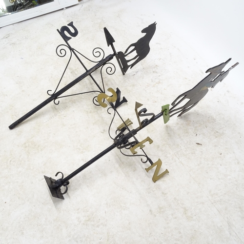 2678 - 2 wrought-iron weather vanes, tallest 122cm