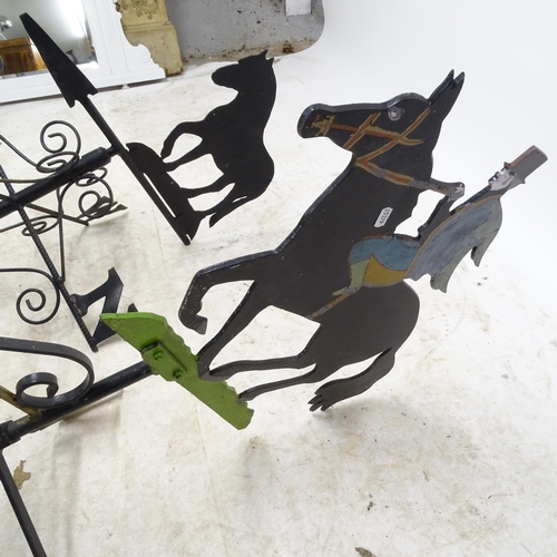 2678 - 2 wrought-iron weather vanes, tallest 122cm