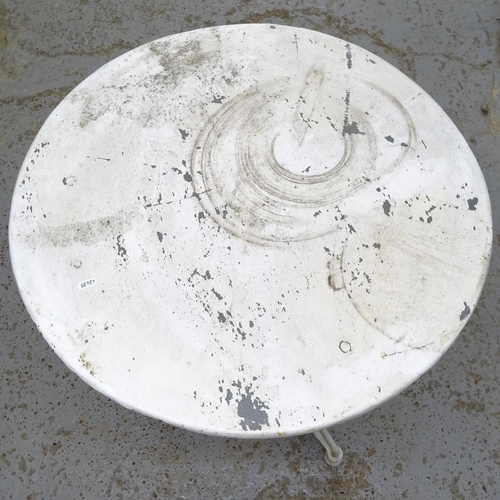 2709 - A white painted circular-top French cafe table, D70cm, H75cm