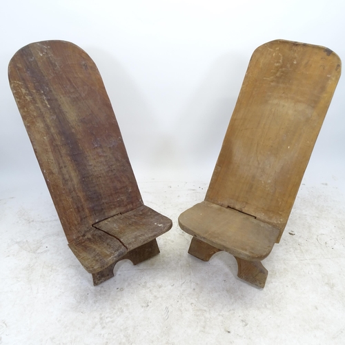 2715 - 2 similar African hardwood 2-section chairs