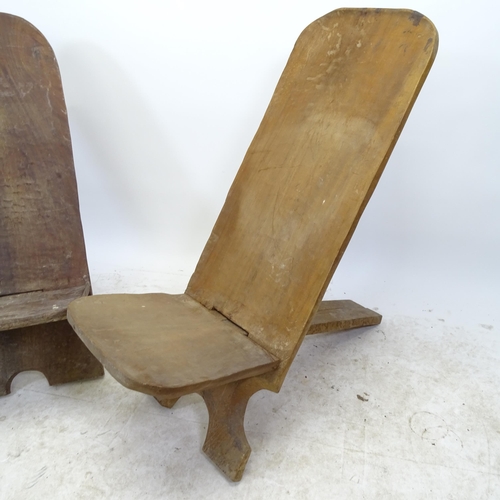 2715 - 2 similar African hardwood 2-section chairs