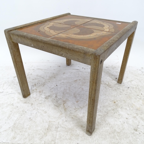 2727 - A mid-century teak-framed tile-top occasional table, W49cm, H40cm, D46cm