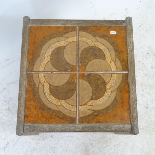 2727 - A mid-century teak-framed tile-top occasional table, W49cm, H40cm, D46cm