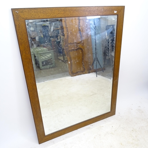 2728 - A large bevel-edge wall mirror with maple frame, W107cm, H137cm