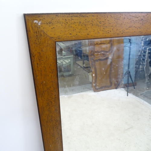 2728 - A large bevel-edge wall mirror with maple frame, W107cm, H137cm