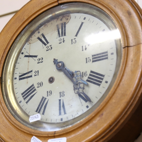 714 - A 19th century mahogany-framed 8-day dial wall clock, overall width 38cm