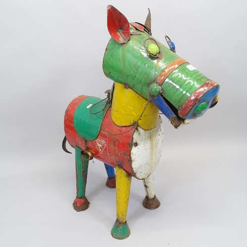 2574 - A donkey sculpture made of scrap metal, L70cm, H90cm